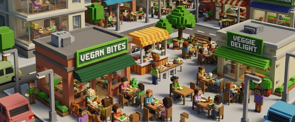 people made with lego eating out