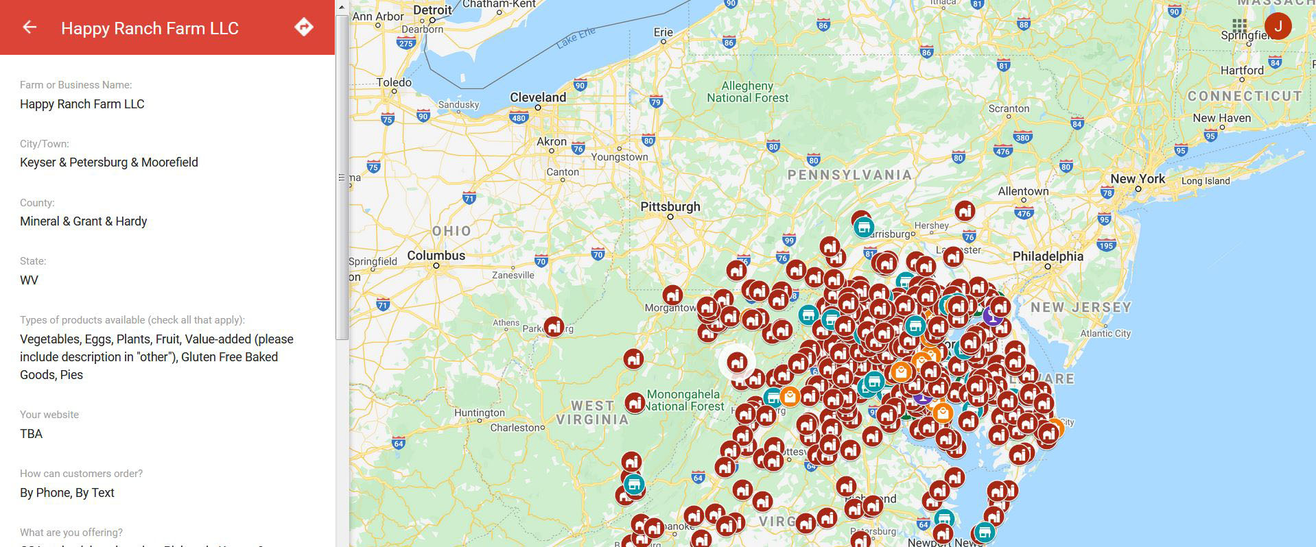 MDFMA, Future Harvest, and Metropolitan Washington Council of Governments – Mid-Atlantic Local Food Resources Map