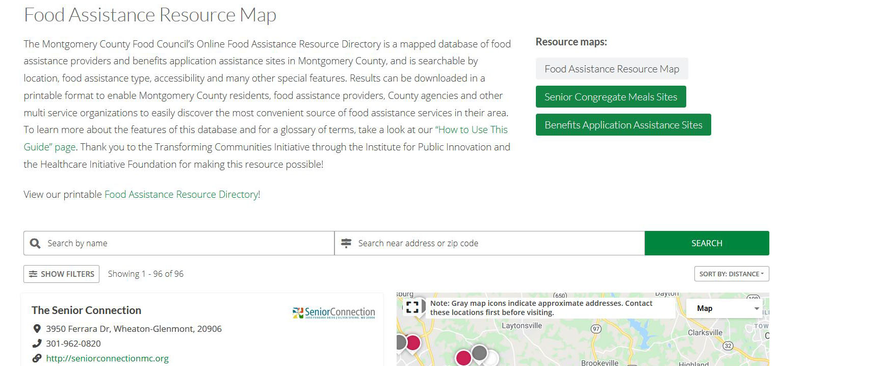 Montgomery County Food Council - Food Assistance Resource Map 